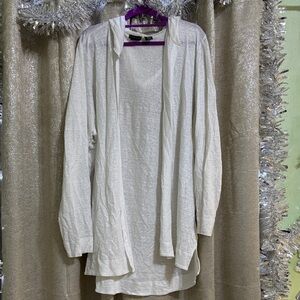 Tahari Cream Linen Top